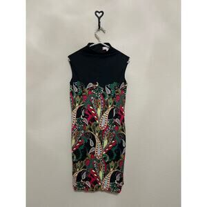 Jude Connally Dress Size Small Colorful Paisley Sleeveless Stretch Shift USA